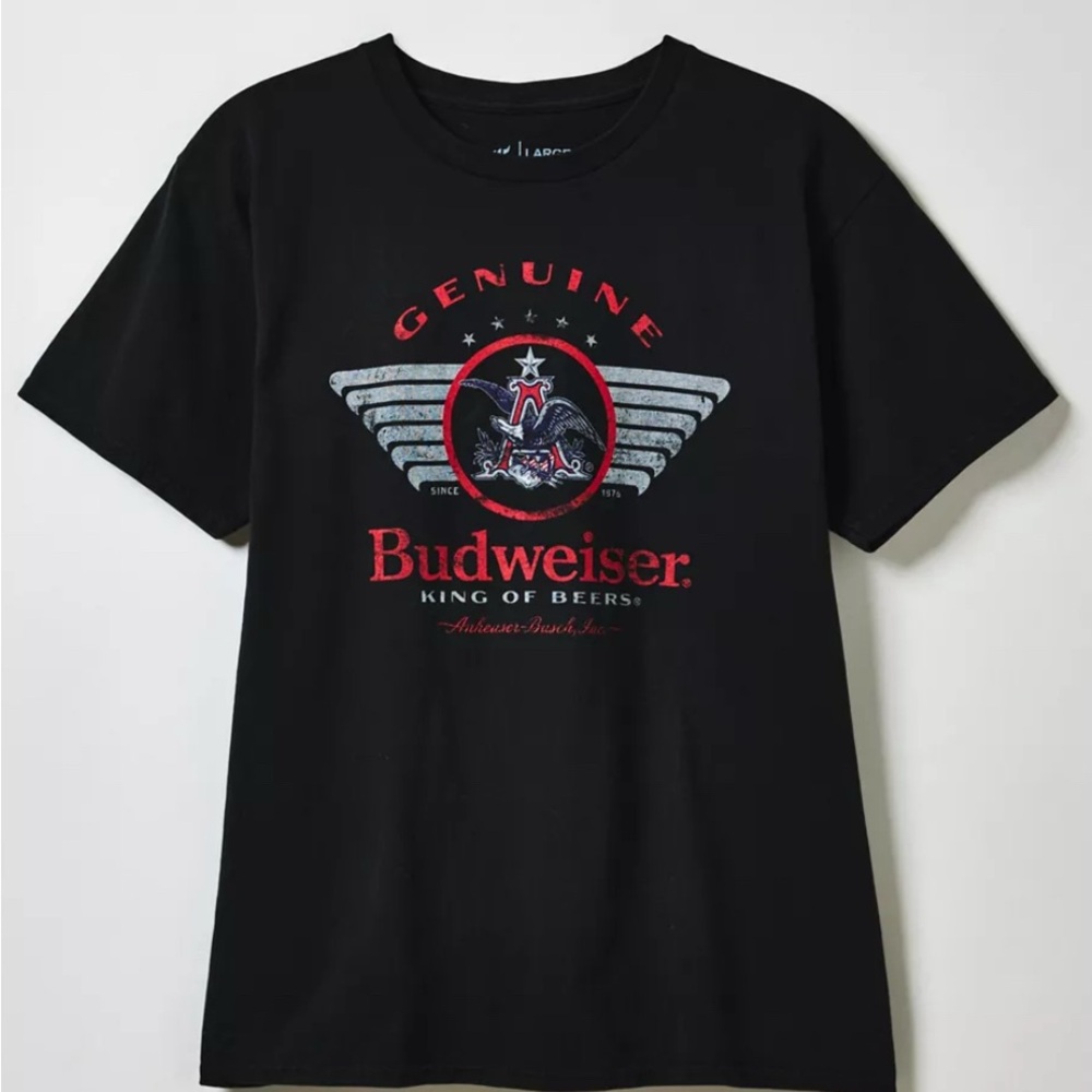 Budweiser Black Tee with Red and Silver Logo